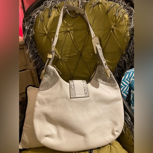 Charm and Luck white rhinestone hobo/shoulder bag with studded accents EUC 75$ - Picture 2 of 5